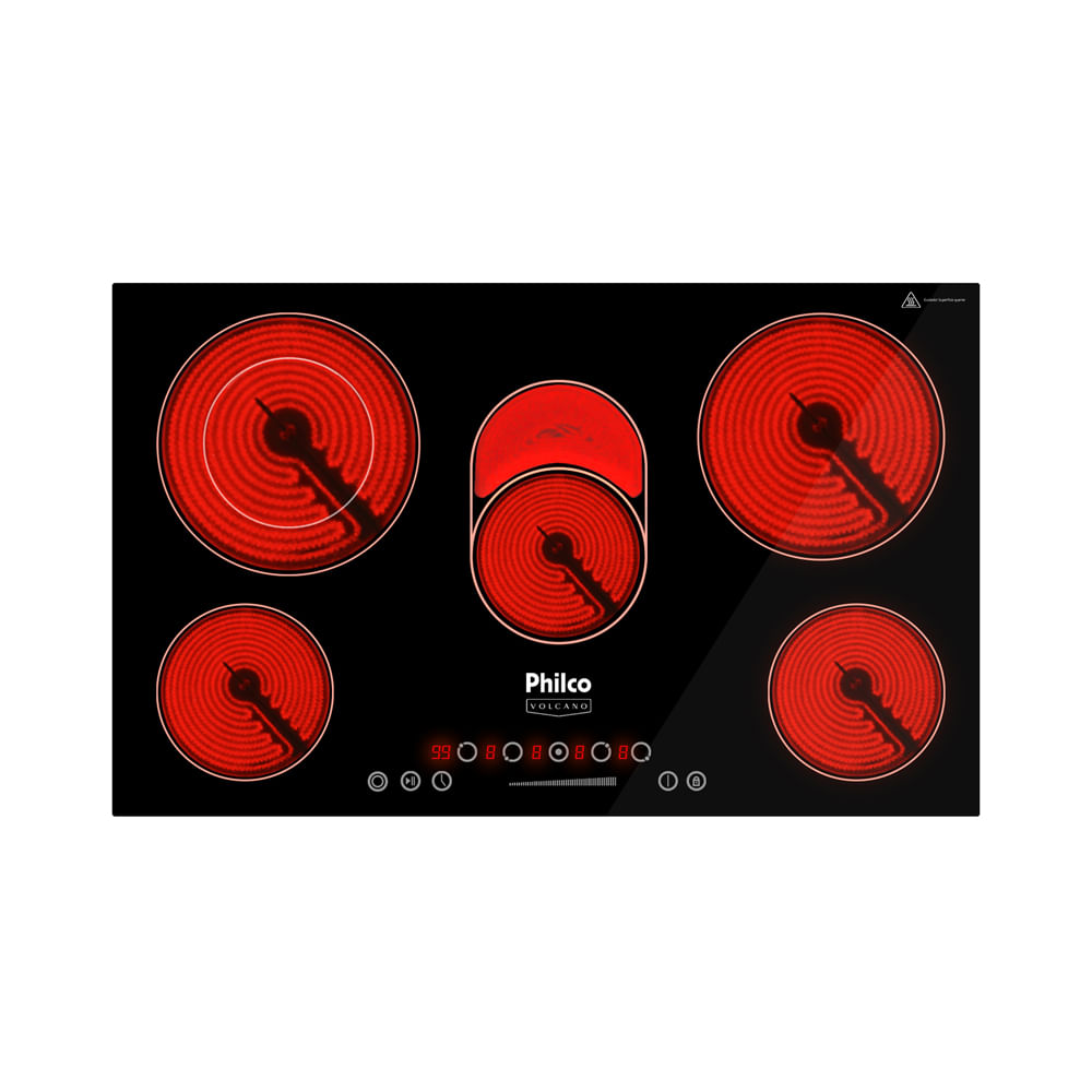 Cooktop Philco PCT05VC Volcano 5 Bocas Aquecimento por Resistência