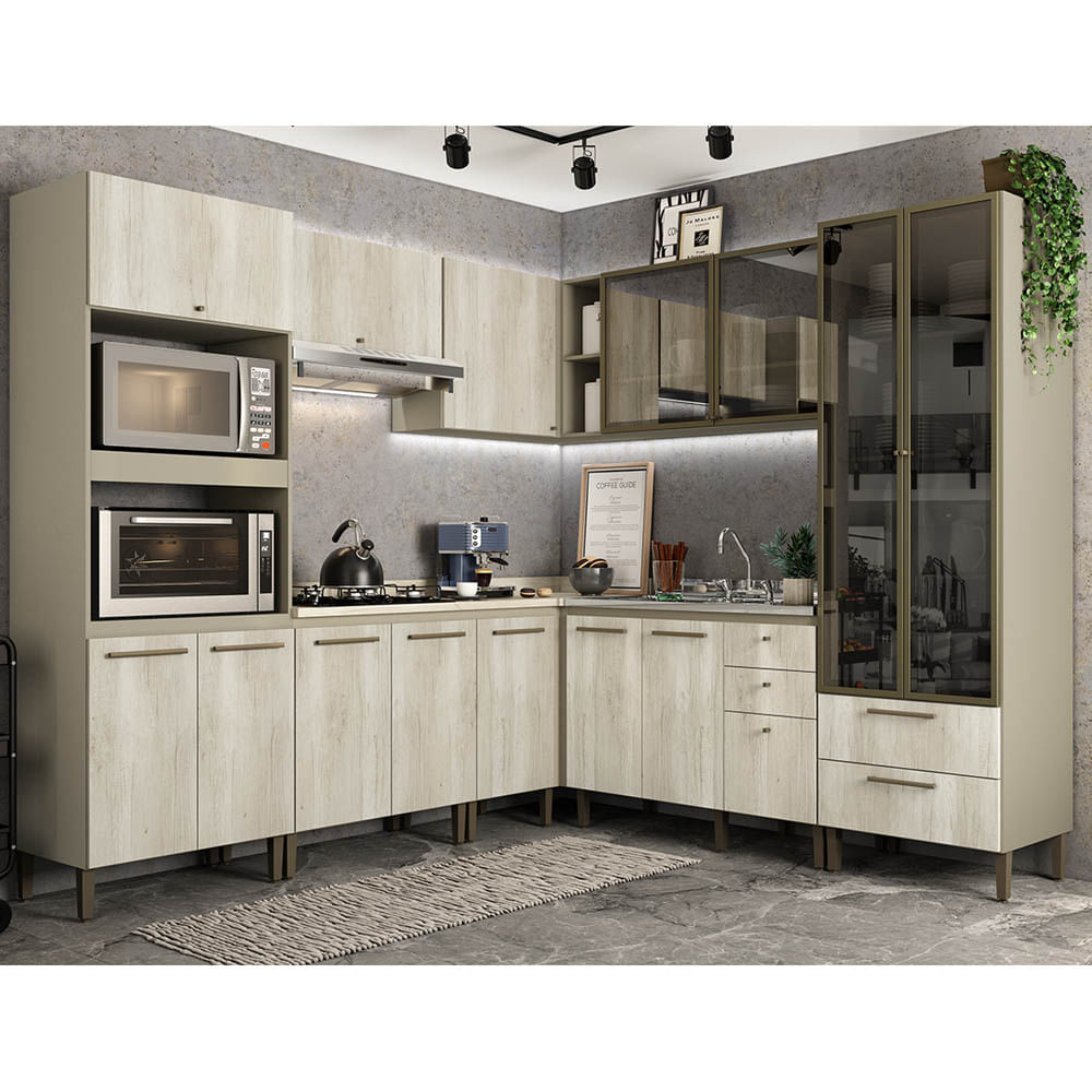 Conjunto Cozinha Modulada Completa THB Lovely 8 Peças - Noce/Bianco -  lojasbecker