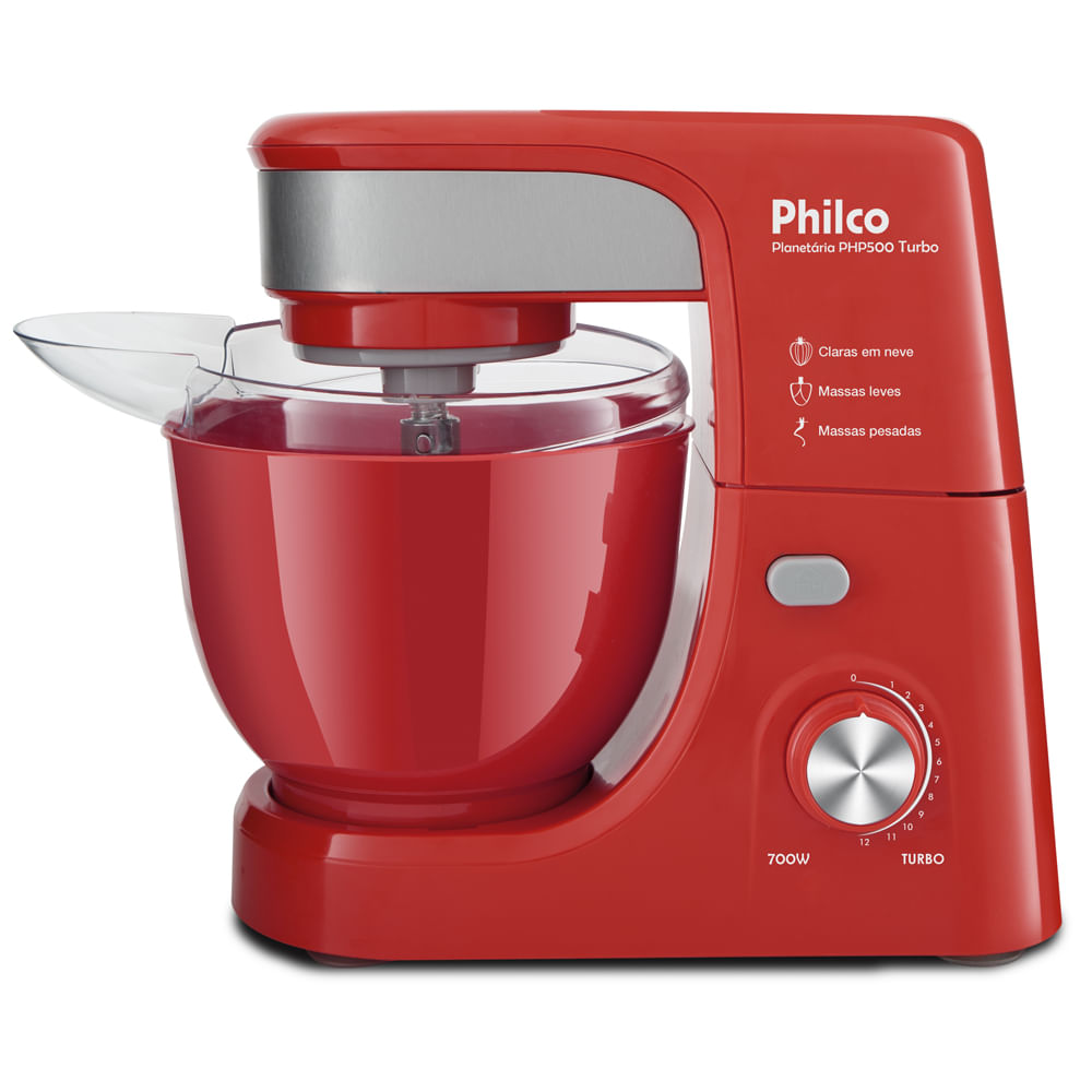 Batedeira Planetária Philco PHP500V Turbo 700W 3 Batedores - Vermelha