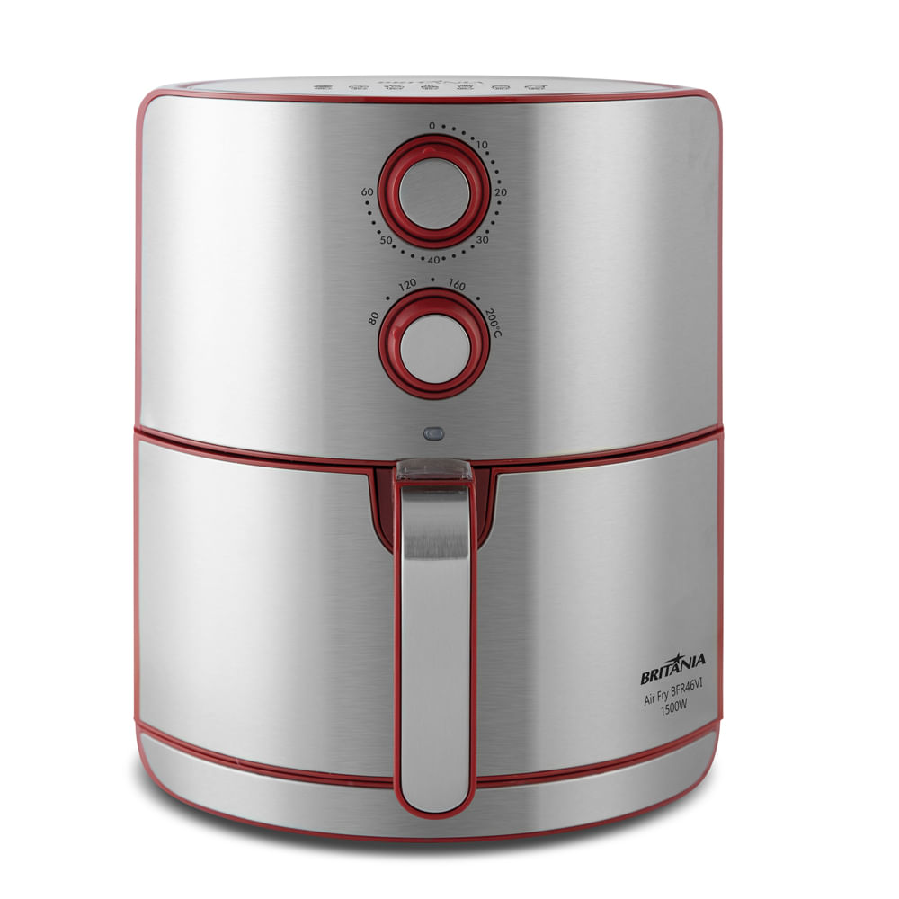 Fritadeira Air Fry Britânia Antiaderente 4,6L BFR46VI - Vermelho/Inox