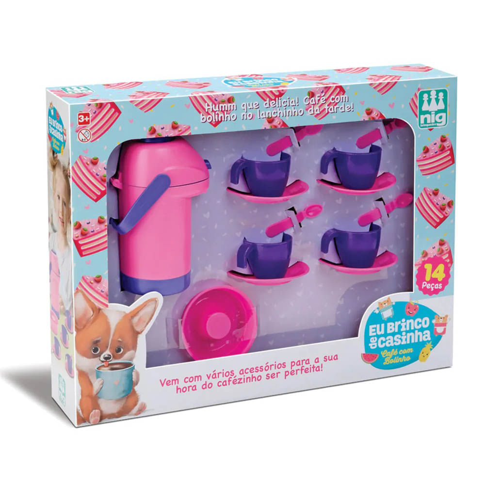 Brinquedo Nig Eu Brinco de Casinha Café com Bolinho - Rosa e Roxo