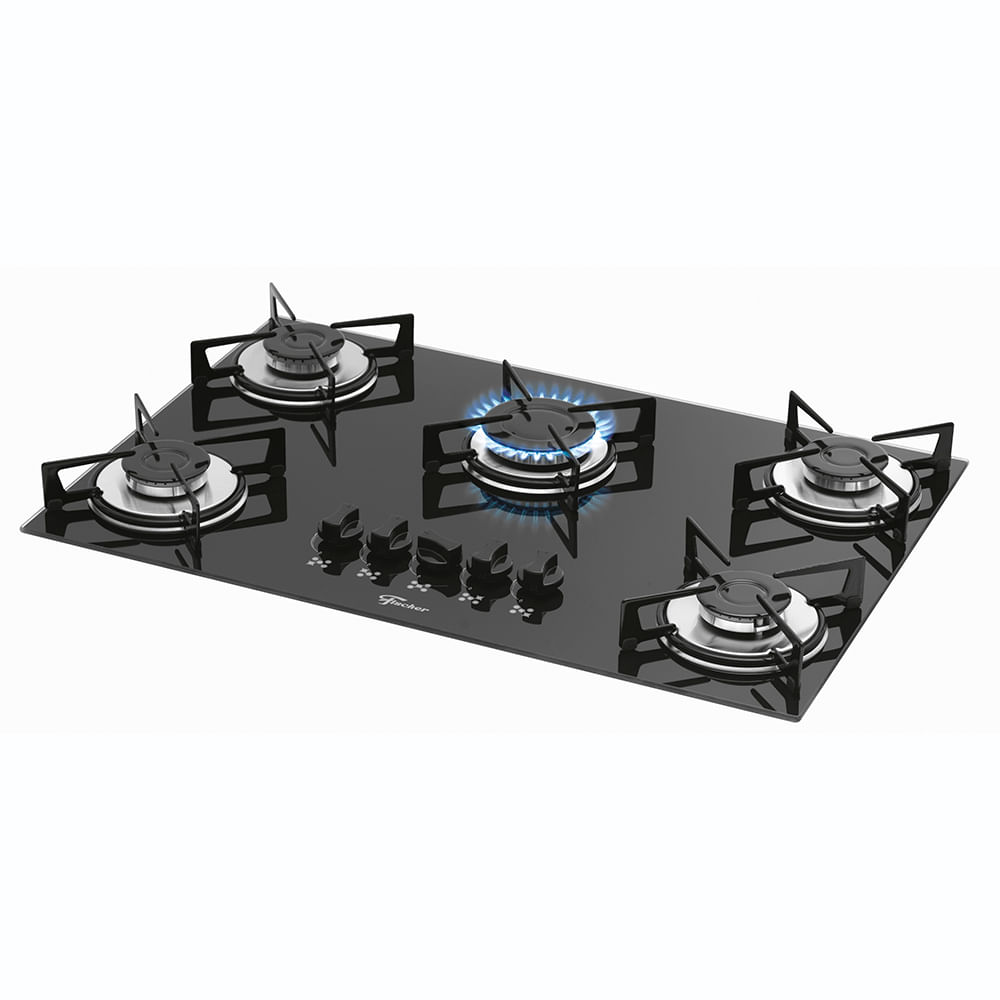 Cooktop 5 bocas Fischer 1642 Gás Mesa de vidro - Preto