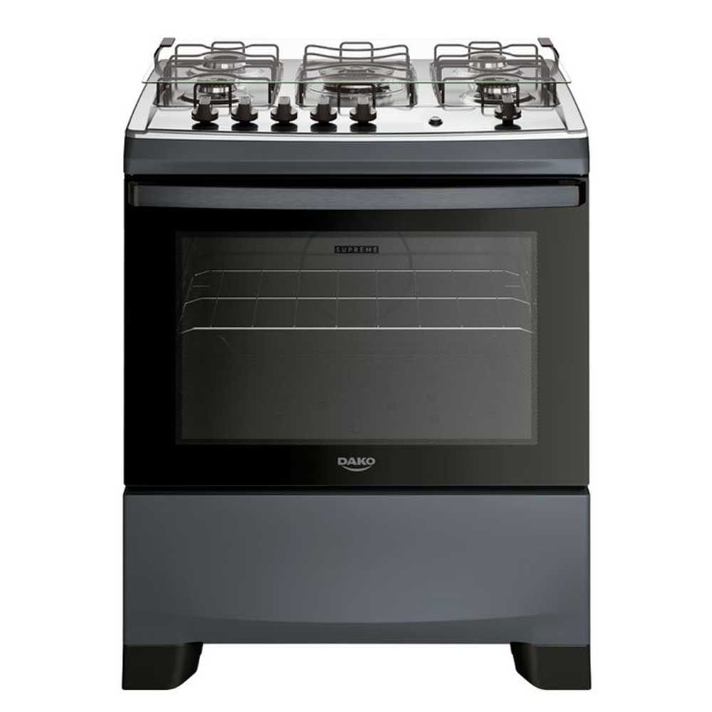Fogão Dako Supreme 5 Bocas Tripla Chama com Mesa de Inox - Titanium Bivolt