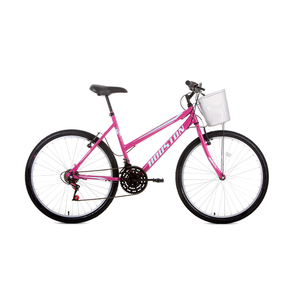 Bicicleta Houston Foxer Maori Aro 26 Com Cesta - 21 Marchas - Rosa