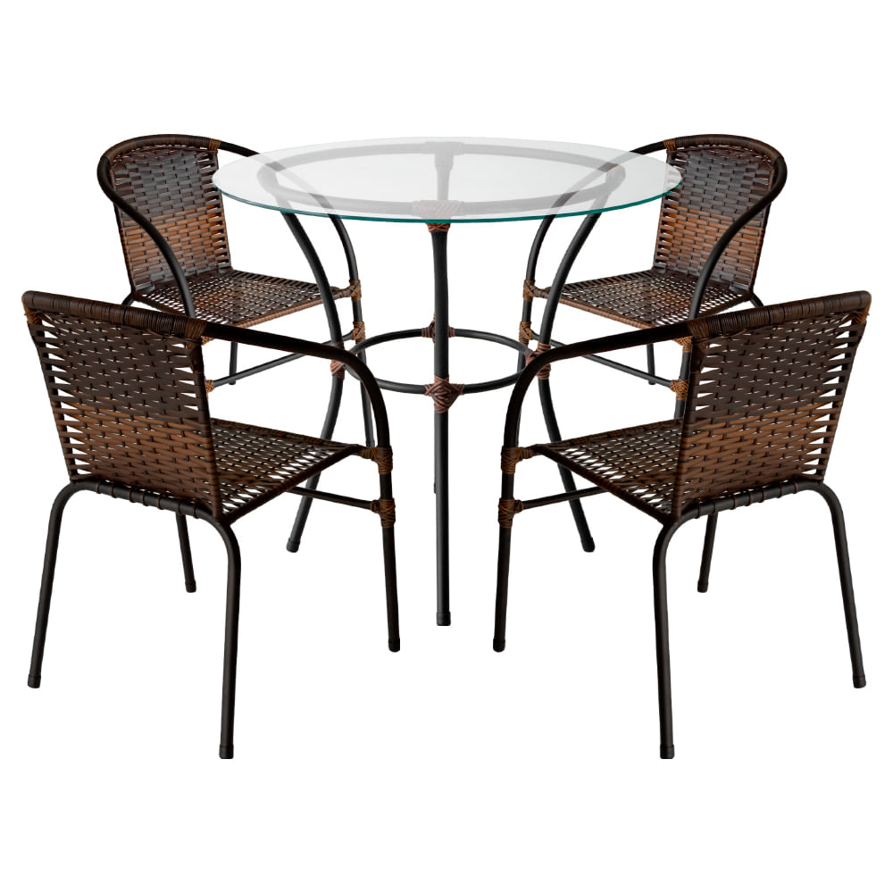 Mesa Famais de Ferro Happy Hour com Vidro - Pedra Ferro