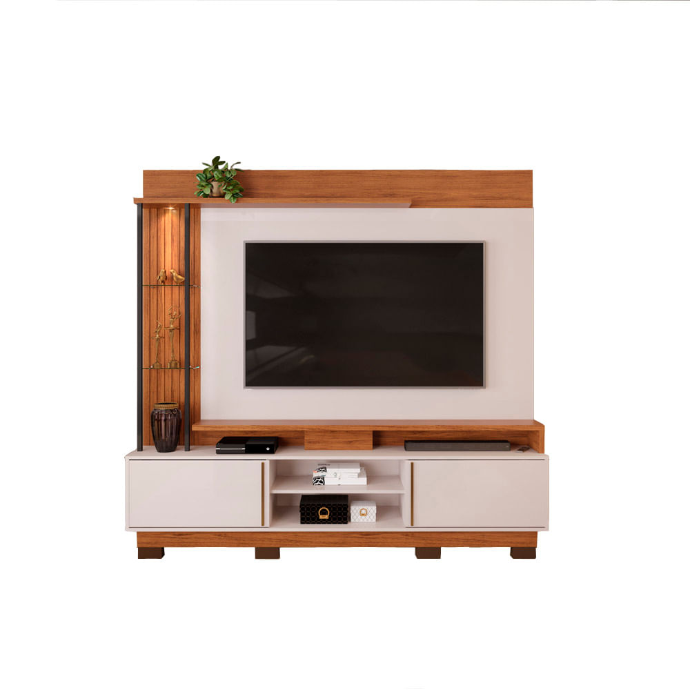 Estante Home Martino DJ Até 70" - Freijó/Off White