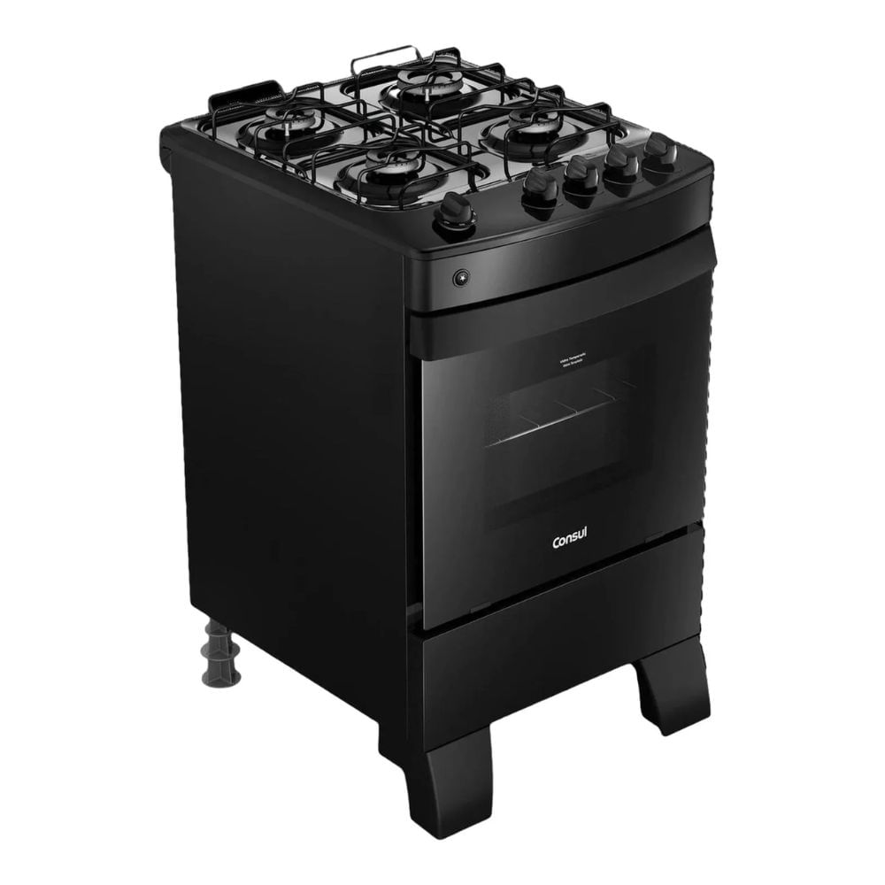 Fogão Consul 4 Bocas CFO4ZAE com Mesa Esmaltada - Preto