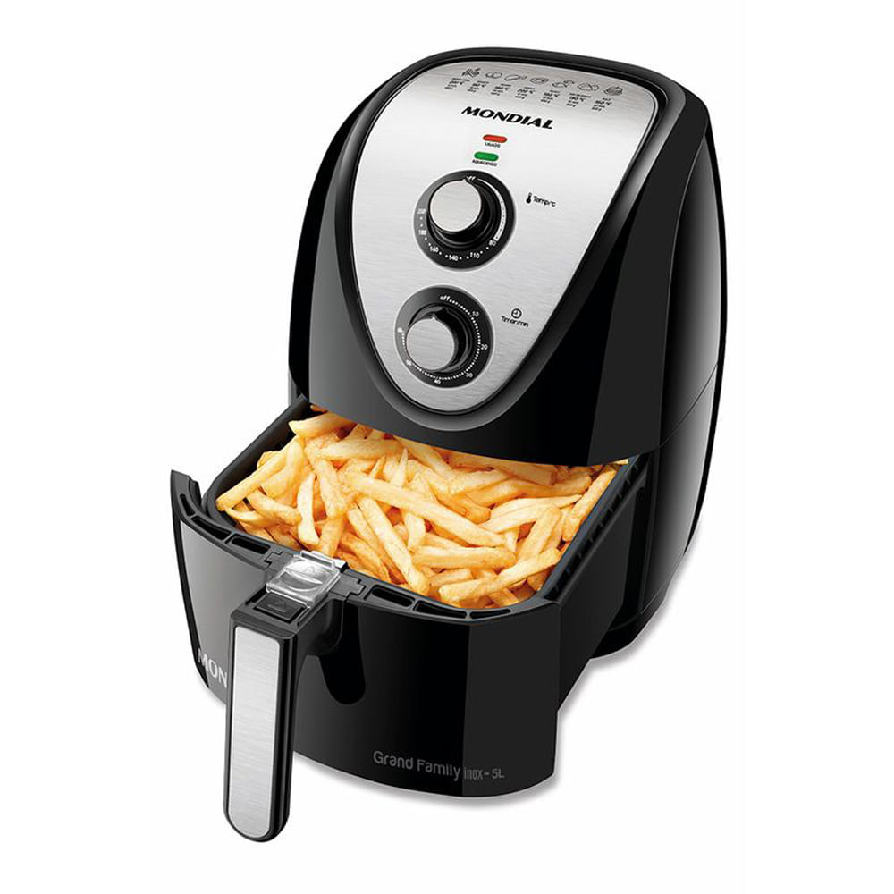 Fritadeira Mondial Air Fryer 5 Litros AFN-50-BI- Preto e Inox