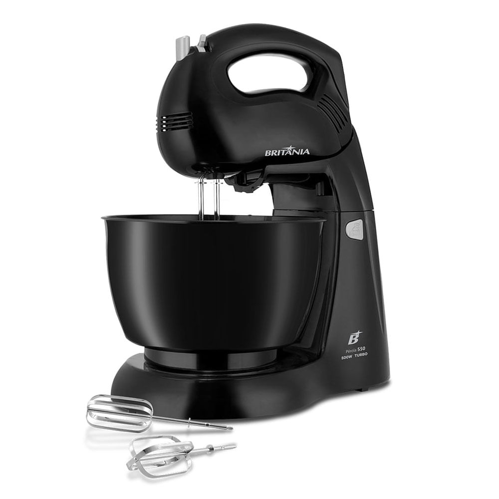 Batedeira Britânia Pérola 550 500W 4 Velocidades + Turbo - Preta